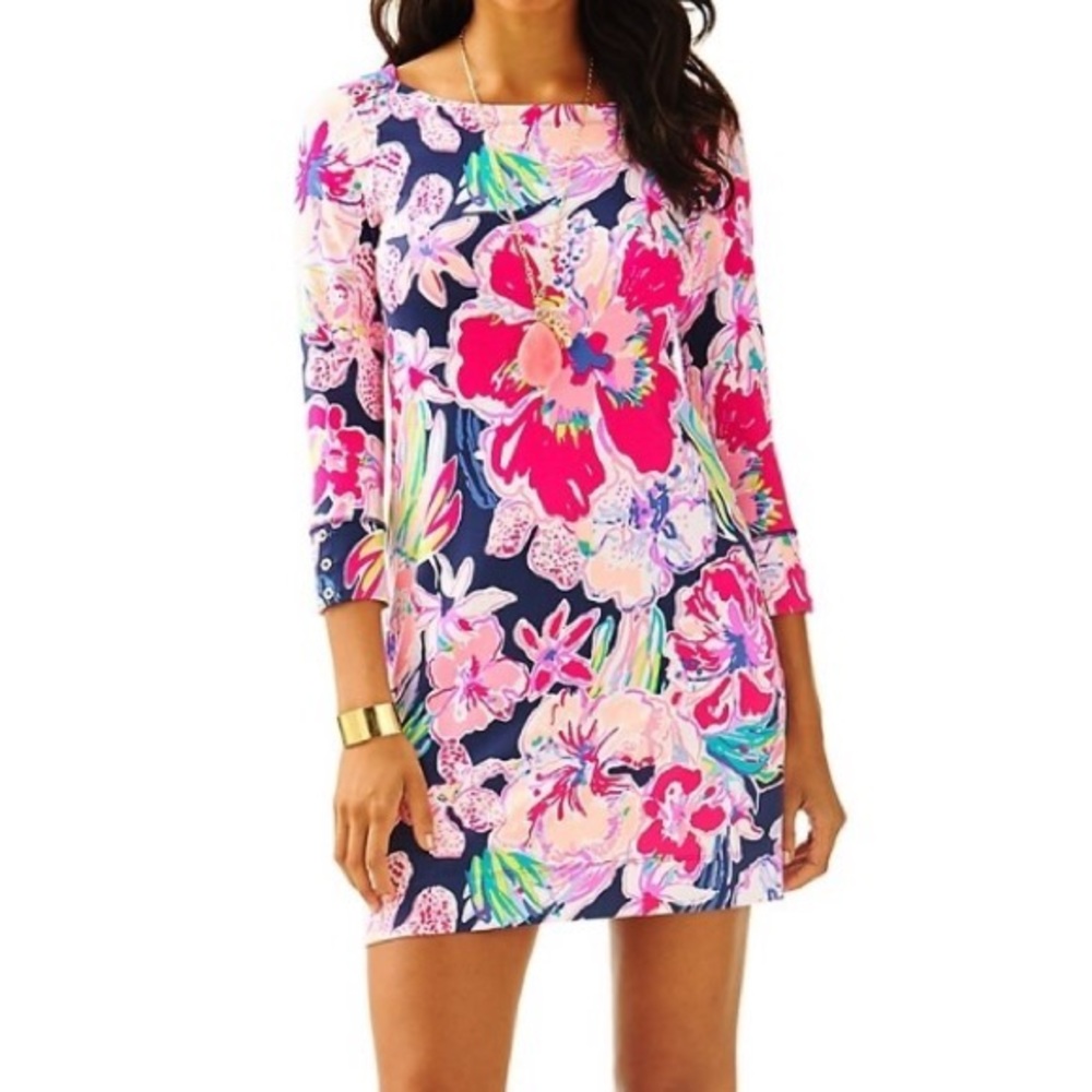 Lilly Pulitzer Sophie Dress Tipping Point Navy Multicolor Floral